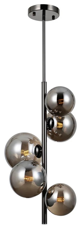 ITALUX PND-406007V5ABCR1 CANELLO Többágú Függesztett Lámpa Króm, Fekete, Füstös G9 IP20