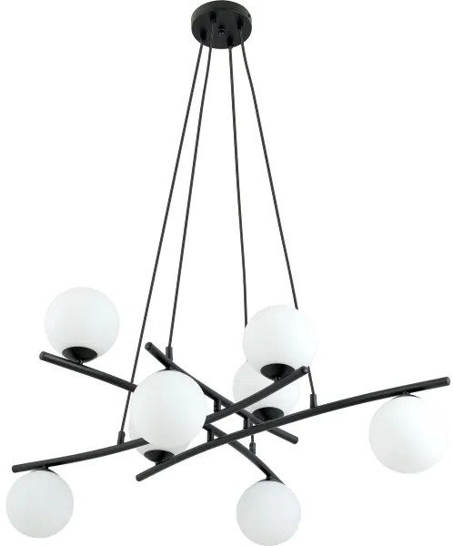 Csillár zsinóron ESSA 8xE14/10W/230V fekete/fehér