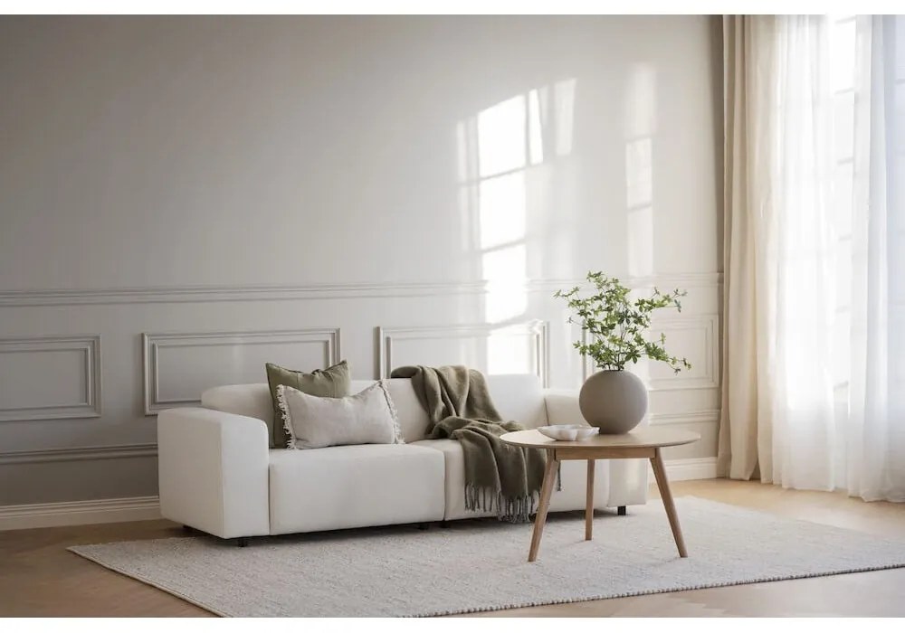 Natúr színű kerek dohányzóasztal tölgyfa dekorral 90x90 cm Yumi - Rowico