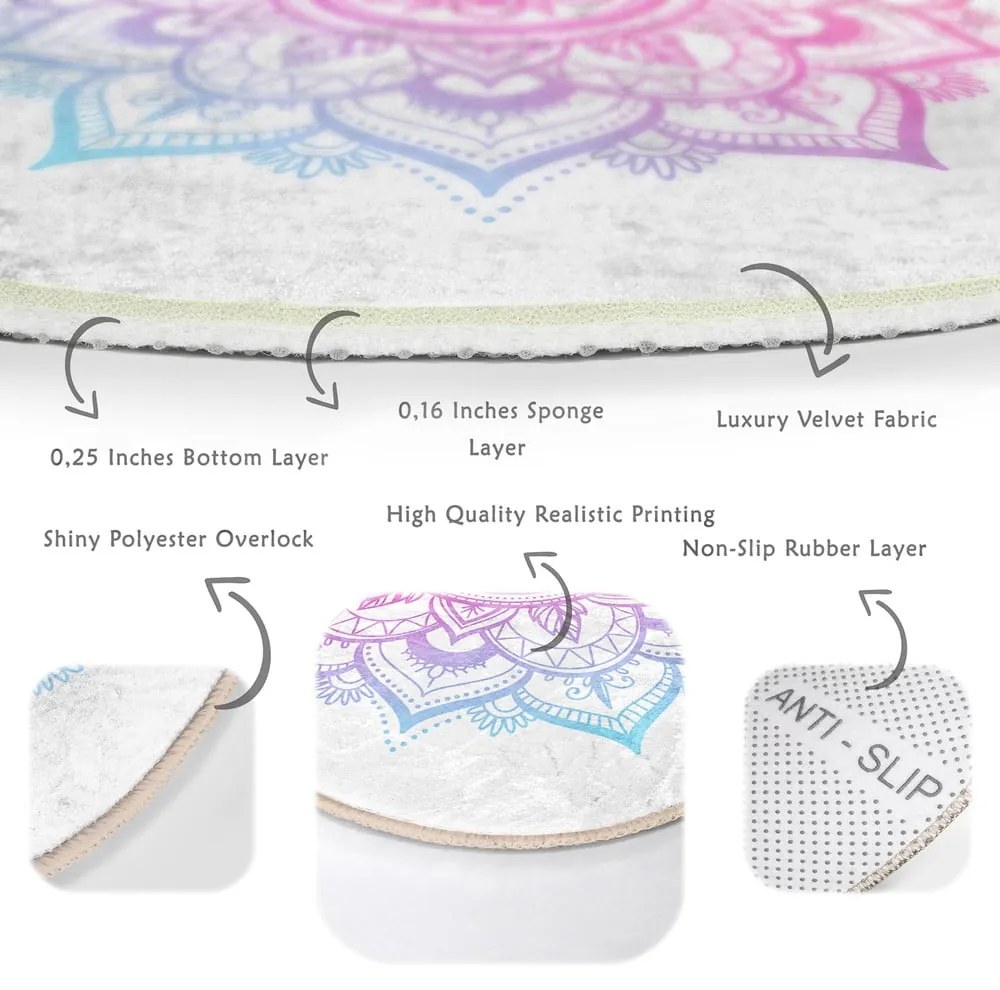 Fehér-rózsaszín mosható-robotporszívóval tisztítható kerek szőnyeg ø 80 cm Comfort – Mila Home