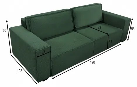 RONDA háromszemélyes ággyá alakítható kanapé tárolóhellyel, zöld