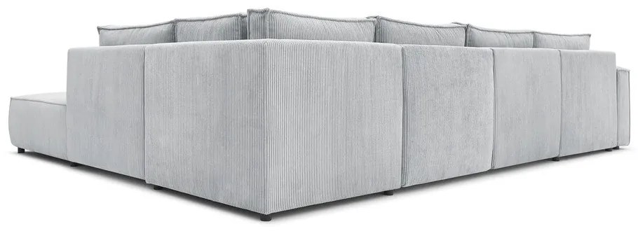 Világosszürke kordbársony sarokkanapé (jobb oldali-"U" alakú) Nihad modular – Bobochic Paris