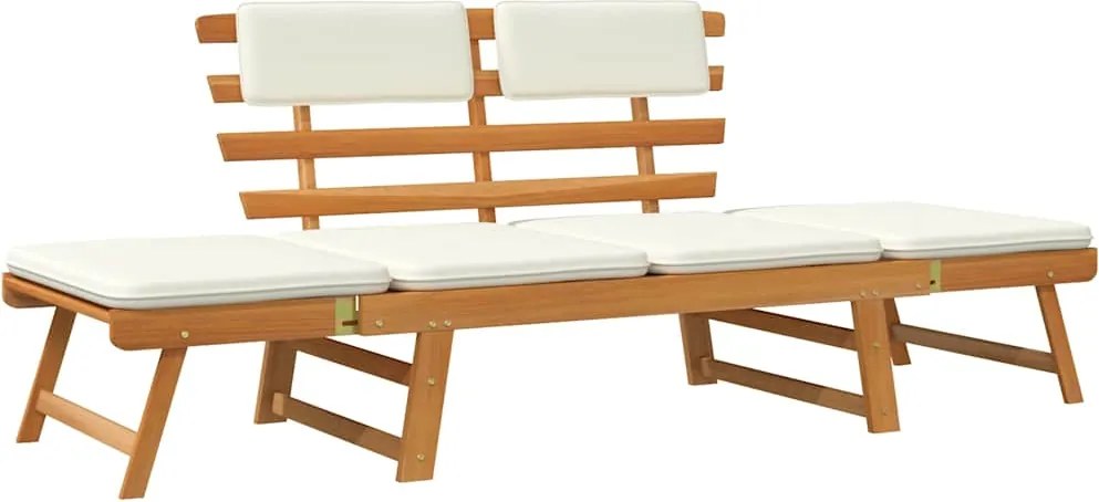 vidaXL 2 az 1-ben tömör akácfa kerti pad párnákkal 190 cm