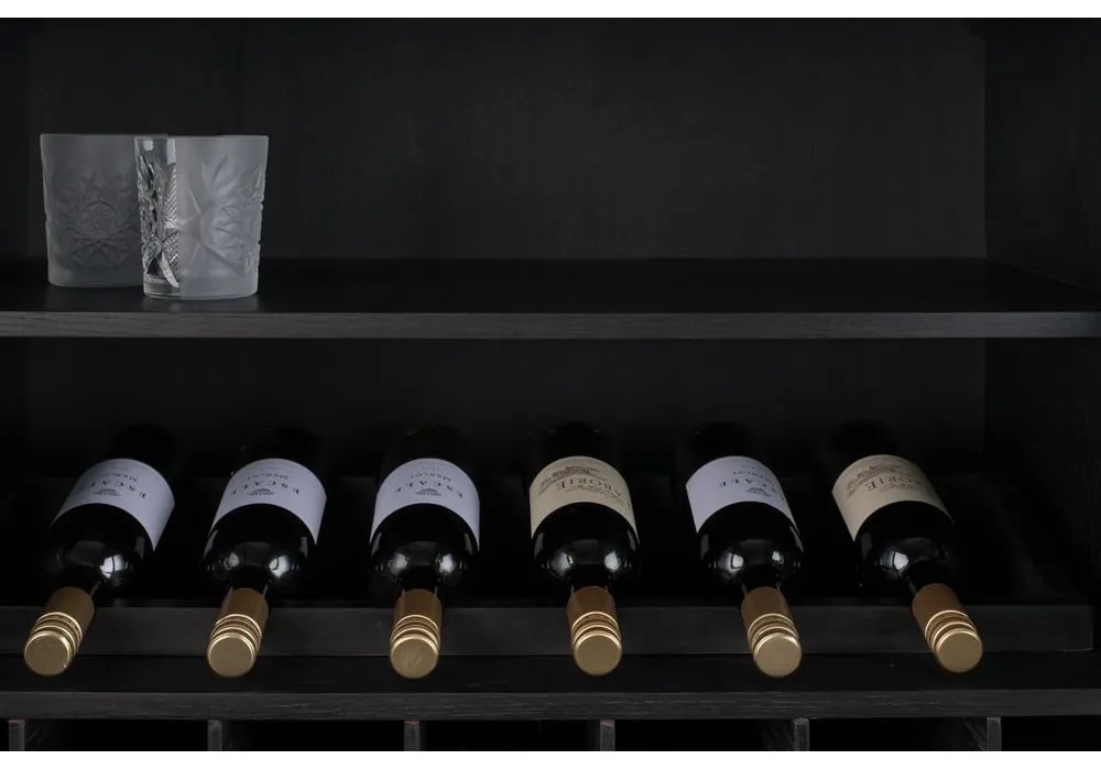 Fekete tölgyfa bortartó szekrény, palackok száma 20, 89x181 cm Travis – Zuiver