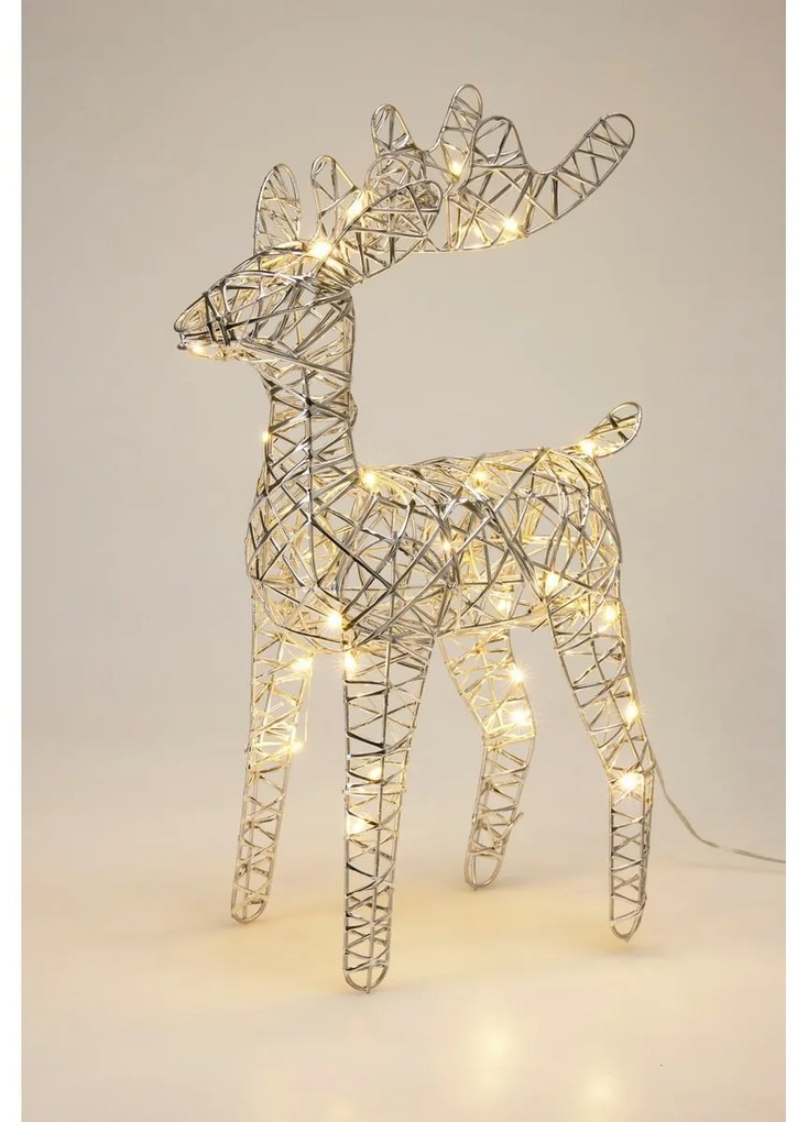 Karácsonyi világító rénszarvas Silver, 37 x 24 cm,30 mikro LED, elemes