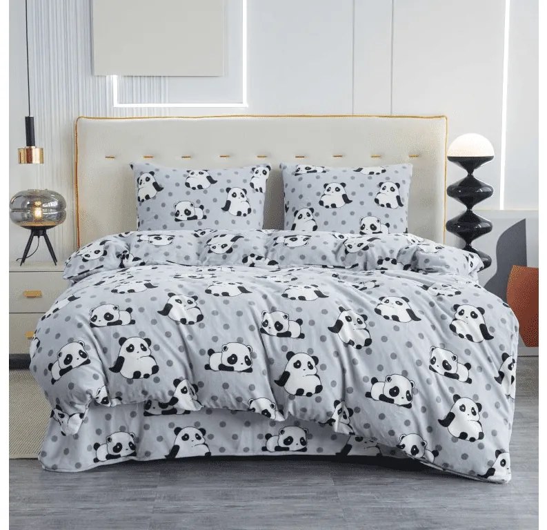 Mikroplüss ágyneműhuzat PANDA szürke Ágyneműhuzat mérete: 70 x 80 cm | 140 x 200 cm
