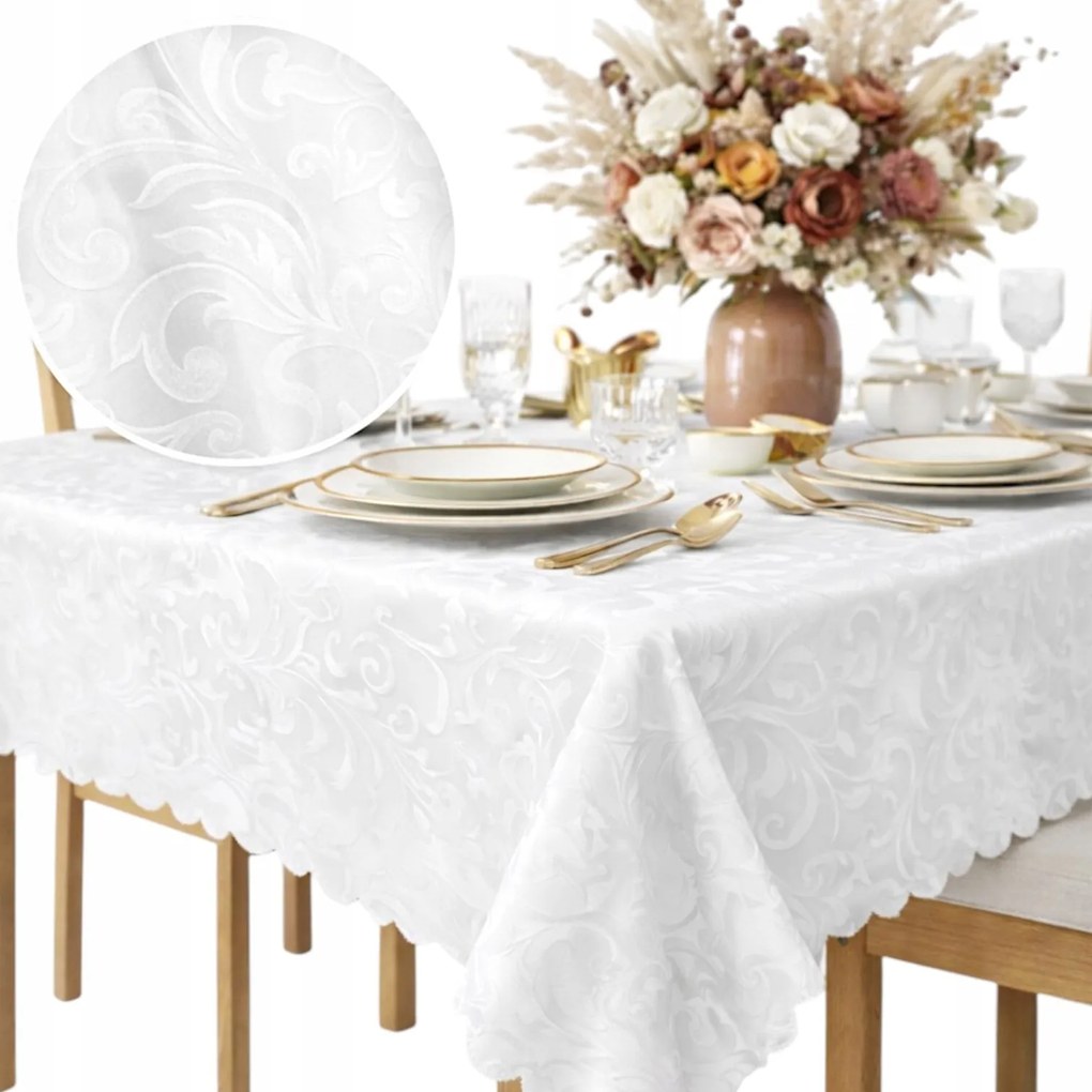 Abrosz jacquard fehér 140x180 étkezőasztal a nappaliba Elegáns karácsony