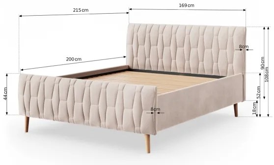 Kárpitozott ágy matrac nélkül FLORA 160x200 cm bézs színű