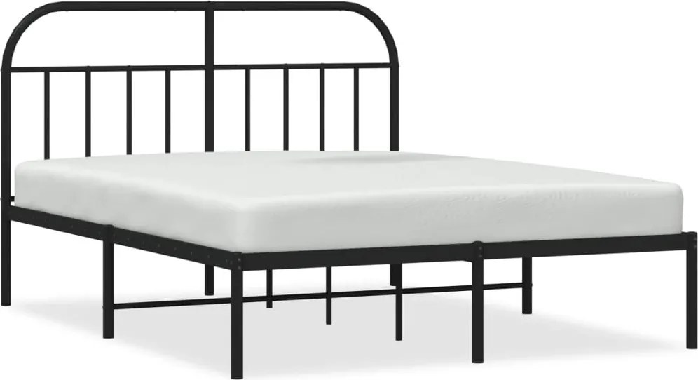 vidaXL fekete fém ágykeret fejtámlával 140 x 190 cm