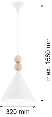 Argon 8632 - Csillár zsinóron KEGEL 1xE27/15W/230V fehér