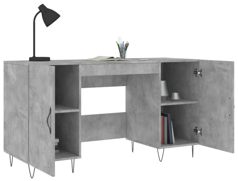 vidaXL betonszürke szerelt fa íróasztal 140 x 50 x 75 cm