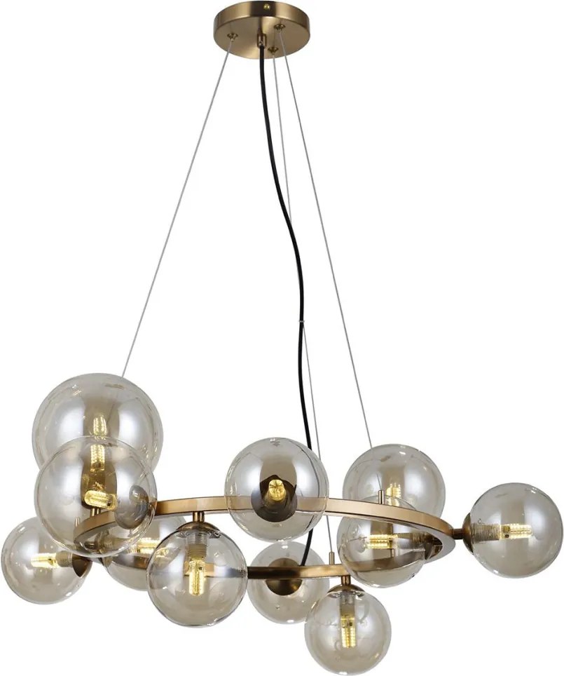 ITALUX PND-406007-11-HBR CANELLO Glamour Függesztett Lámpa Borostyán, Mézédes, Sárgaréz G9 IP20