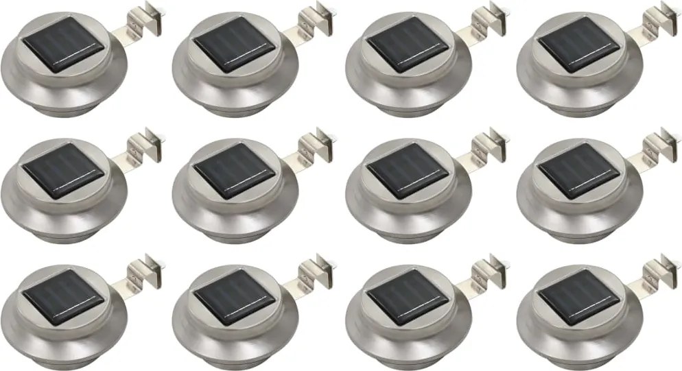vidaXL 12 db fehér kerek kültéri napelemes LED lámpa 12 cm