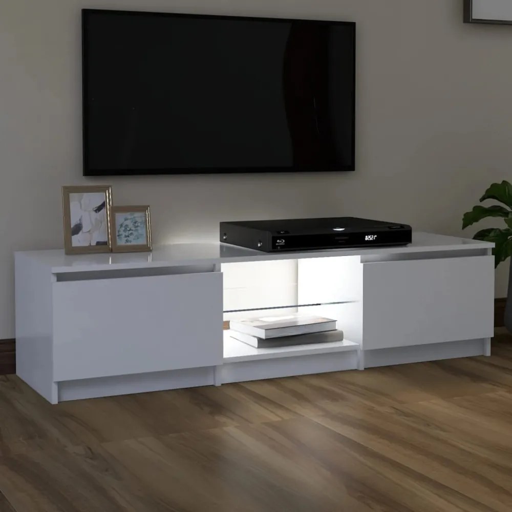 fehér TV-szekrény LED lámpákkal 140 x 40 x 35,5 cm