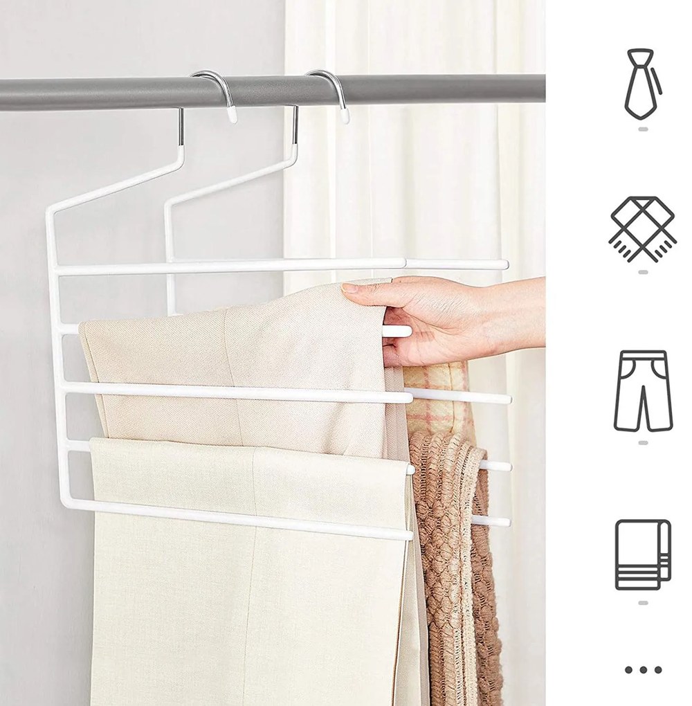 Csúszásmentes nadrágakasztók 4 db-os készlet, 32 x 35 x 0,5 cm, fehér