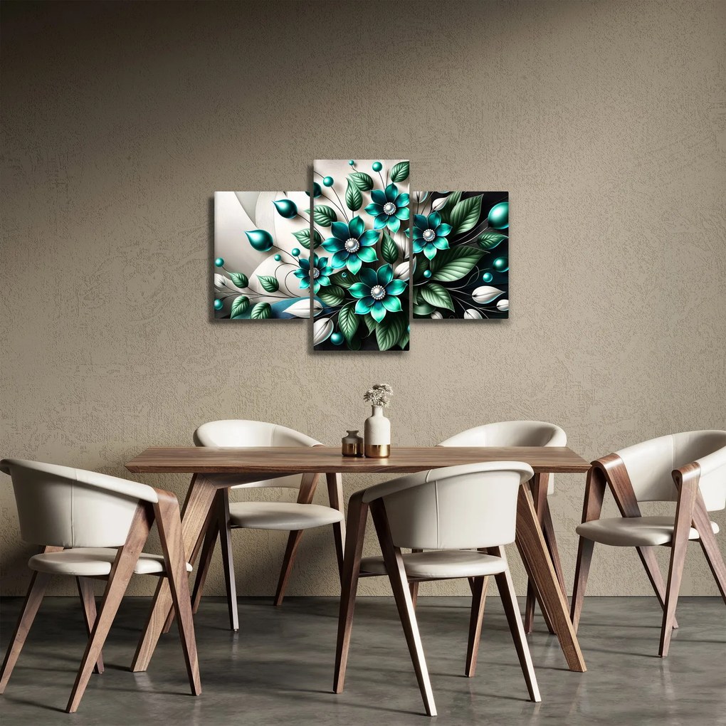Kép - 3D türkiz virágok (90x60 cm)