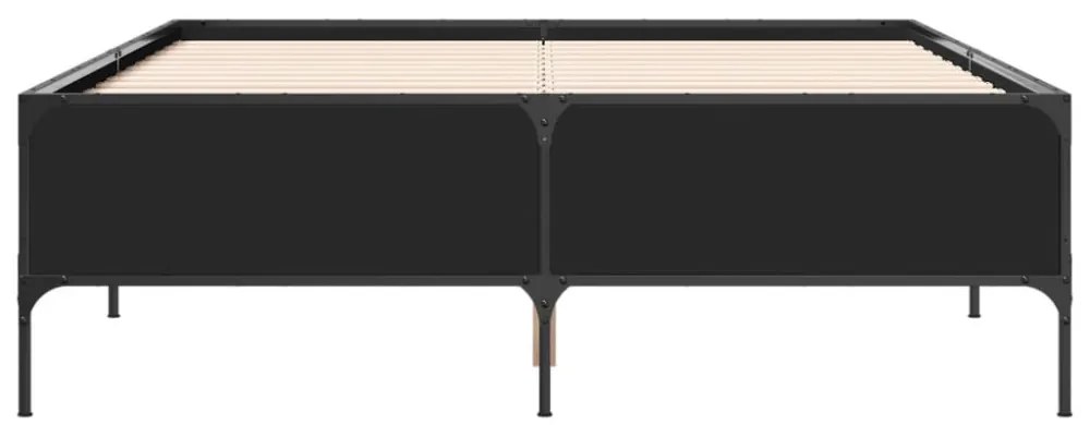 fekete szerelt fa és fém ágykeret 150 x 200 cm