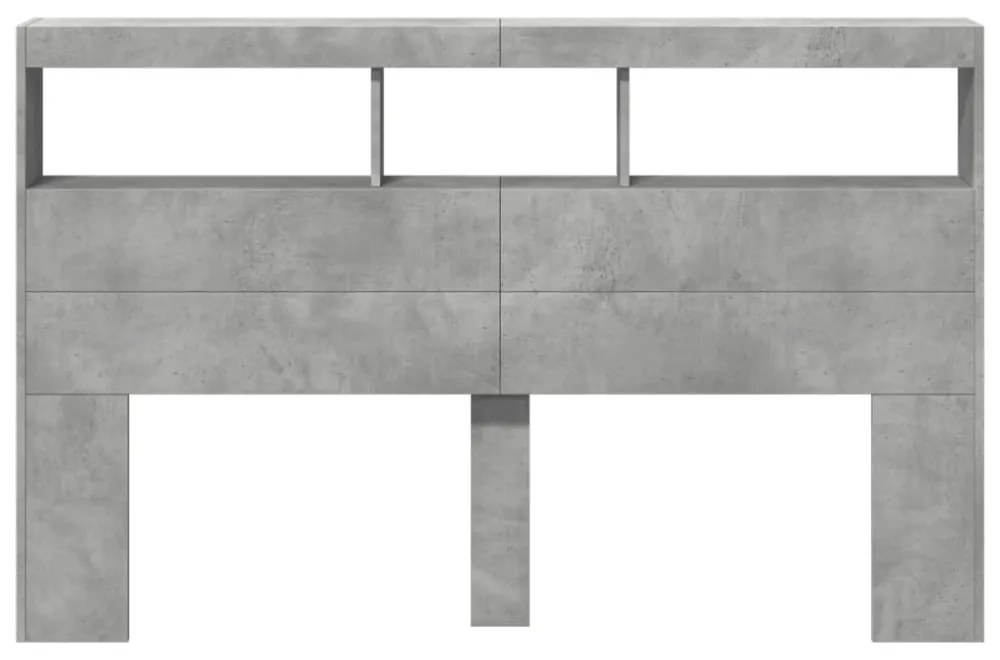 betonszürke áthidalószekrény LED-világítással 160 x 17 x 102 cm