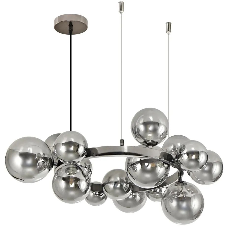 Brilagi - LED Csillár zsinóron MILLA 15xG9/3W/230V fényezett króm/füstös