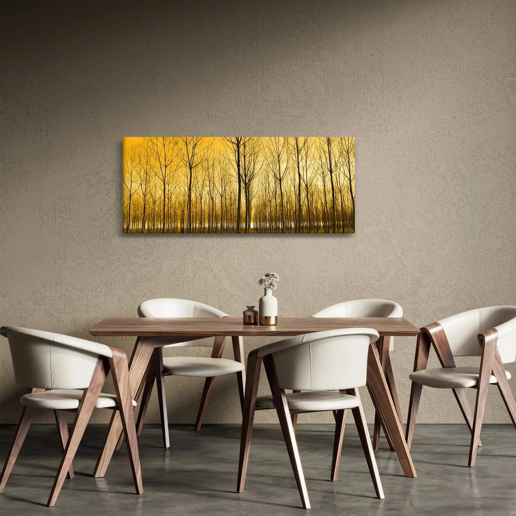 Egy erdő naplementekor képe (120x50 cm)