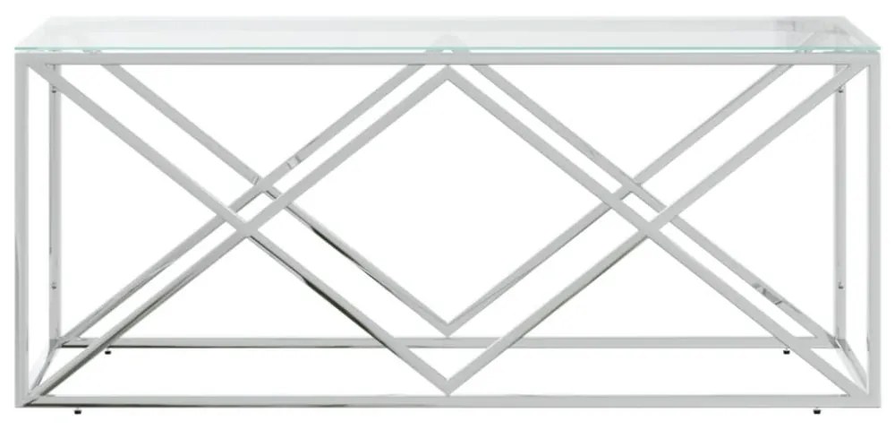 üveg és rozsdamentes acél dohányzóasztal 110x45x45 cm