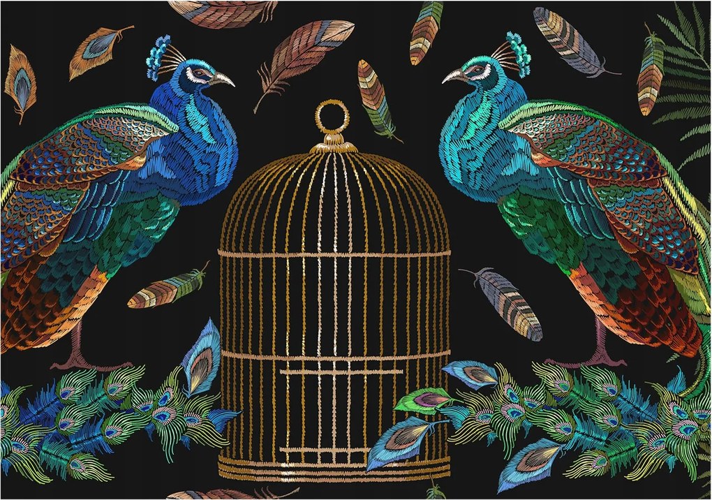 Fotótapéta Flizelin Dekoratív Hálószoba Páva kép 208x146 Ragasztó