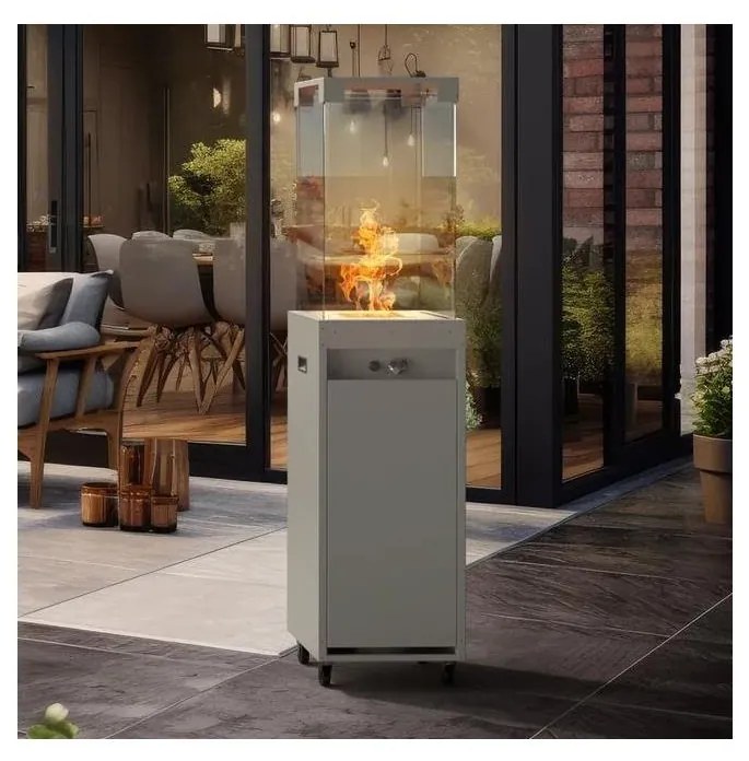 Planika Planika Faro GAS - Kültéri gáz kandalló 142x36 cm 8kW szürke + védőborítás PK0021