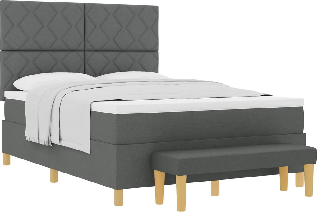 vidaXL Boxrugós ágy matracmal Sötétszürke 160 x 200 cm szövet