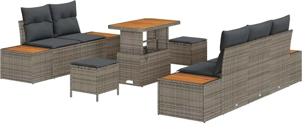 vidaXL Kerti Kanapé Szett 8 pcs Szürke polirattan