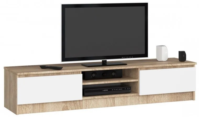 TV állvány 160 cm - Akord Furniture - fehér / sonoma tölgy