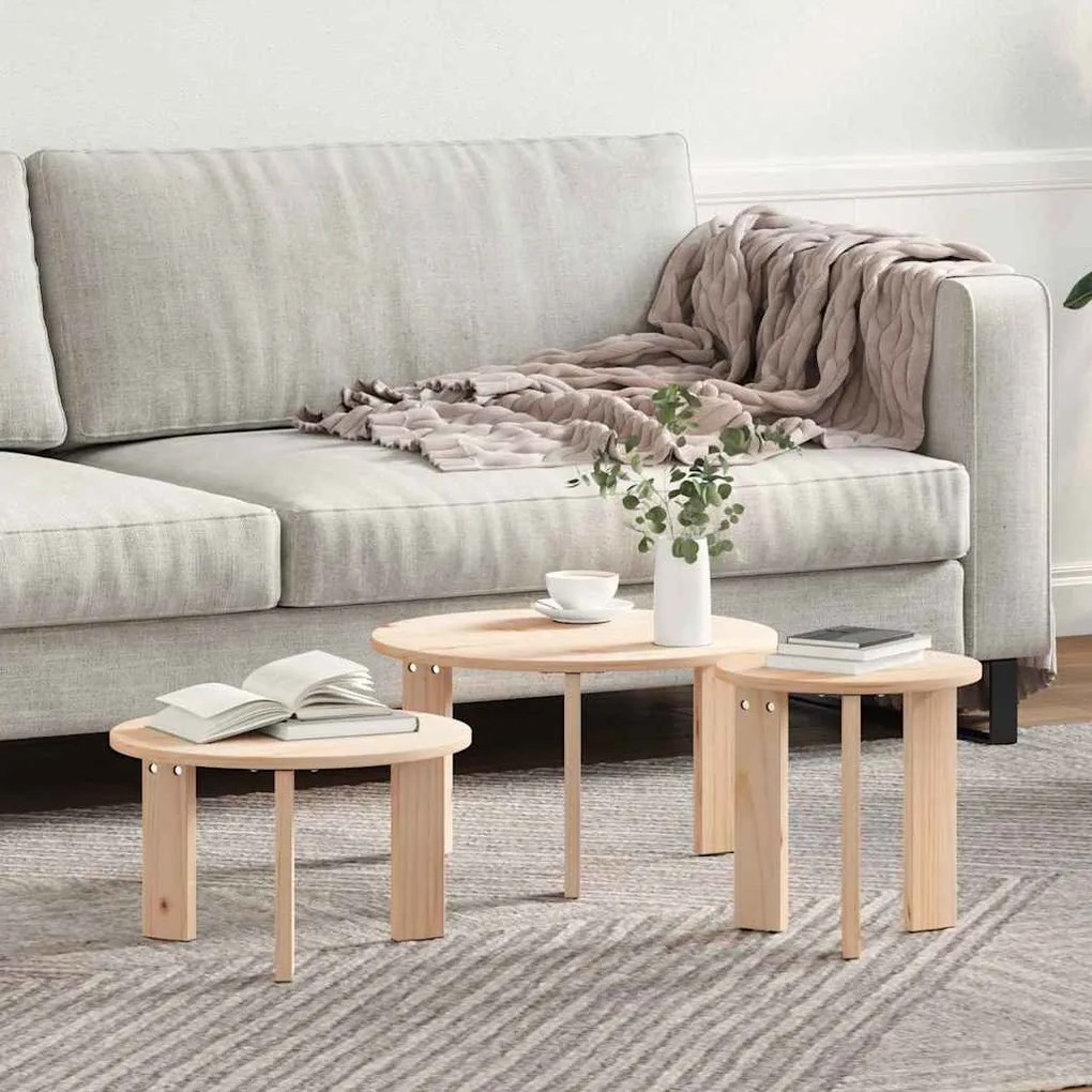 Dohányzóasztal 3 pcs Természetes 47.5 x 47.5 x 27 cm