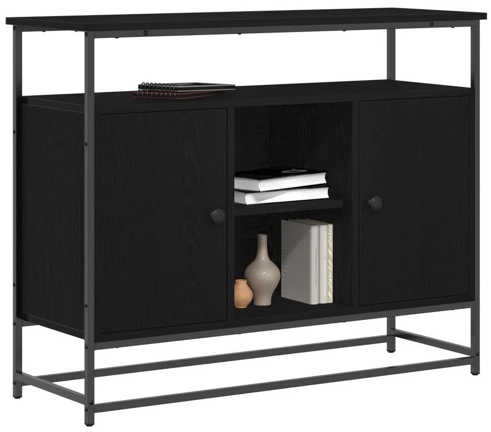 Fekete tölgy oldalszekrény 100x35x80 cm Műszaki fa és Acél