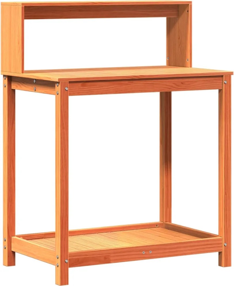 vidaXL barna tömör fenyőfa ültetőasztal polccal 82,5 x 50 x 109,5 cm