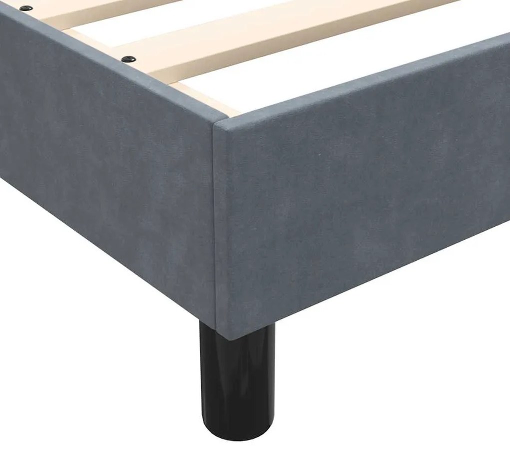 sötétszürke bársony ágykeret matrac nélkül 80x210 cm