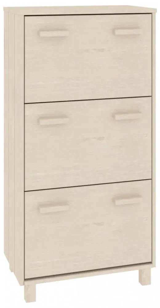 HAMAR mézbarna tömör fenyőfa cipőszekrény 59,5 x 35 x 117 cm