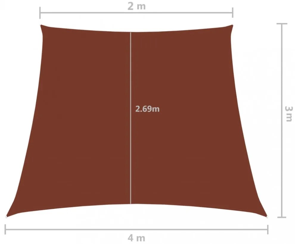 terrakotta trapéz alakú oxford-szövet napvitorla 2/4 x 3 m