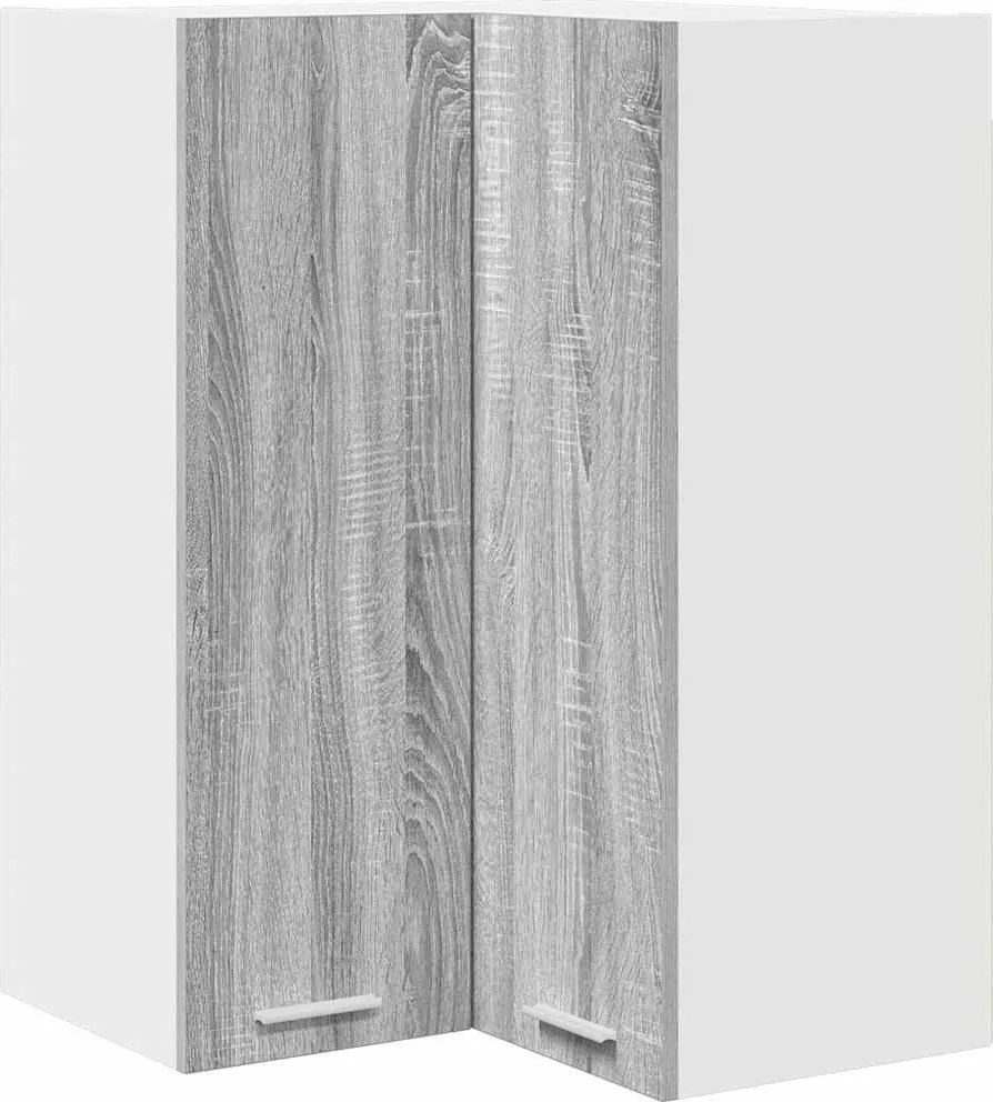 vidaXL Függő szekrény Szürke Sonoma és fehér 57 x 57 x 80 cm Faanyag