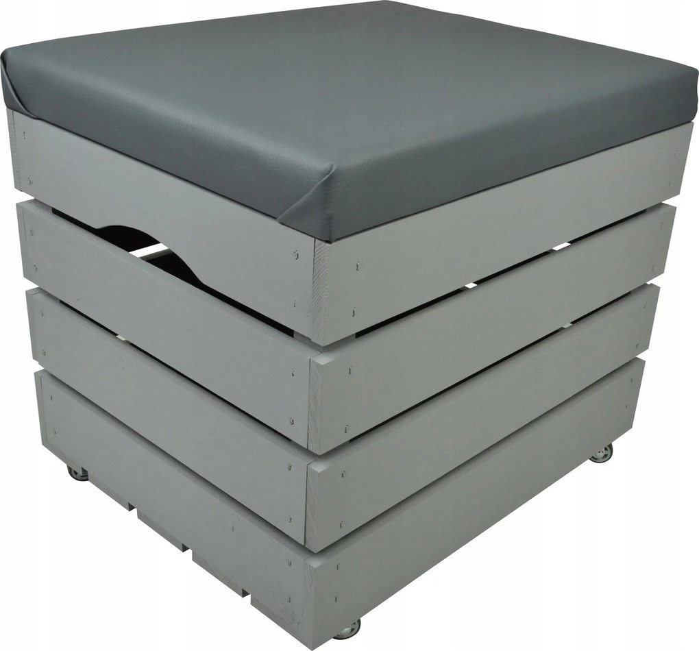 Fenyő Puff Láda Kerekekkel Ülő Tároló