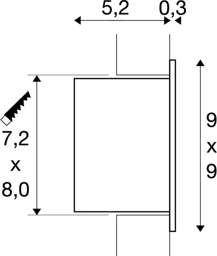 SLV FRAME CURVE 1000575 Beépíthető lépcsőházi lámpa 1x3.1W/LED 2700K 100LM IP20