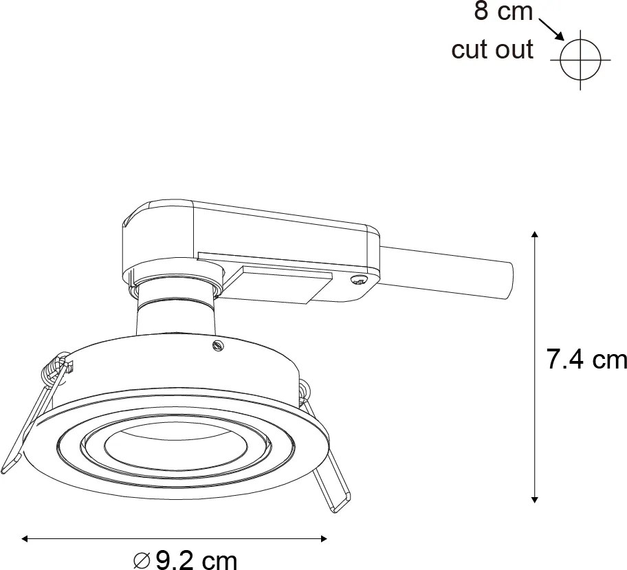 Modern beépíthető spotlámpa, antracit GU10, 50 mm-es kerek, dönthető - Rondoo