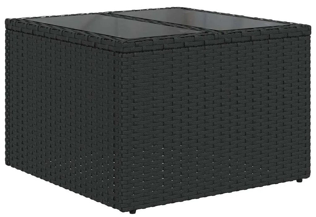 7 részes fekete polyrattan kerti ülőgarnitúra párnával