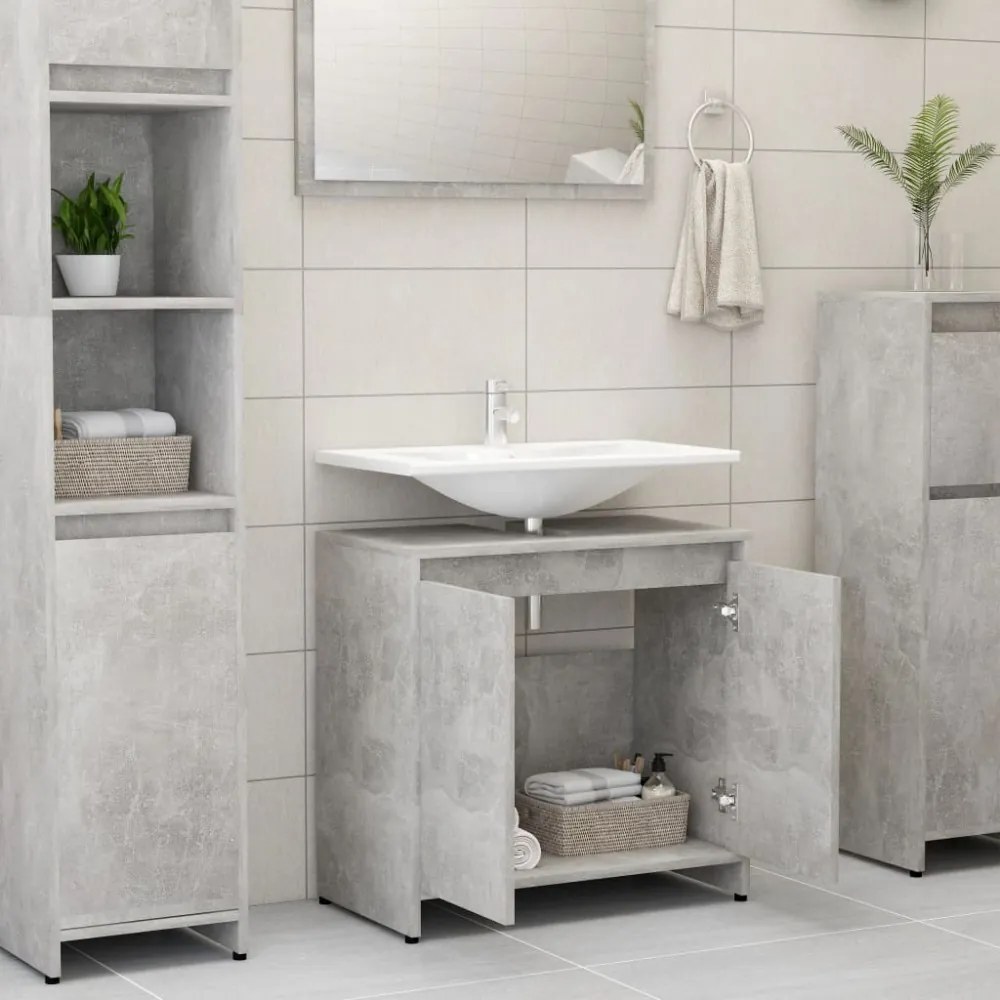 betonszürke szerelt fa fürdőszobaszekrény 60 x 33 x 61 cm
