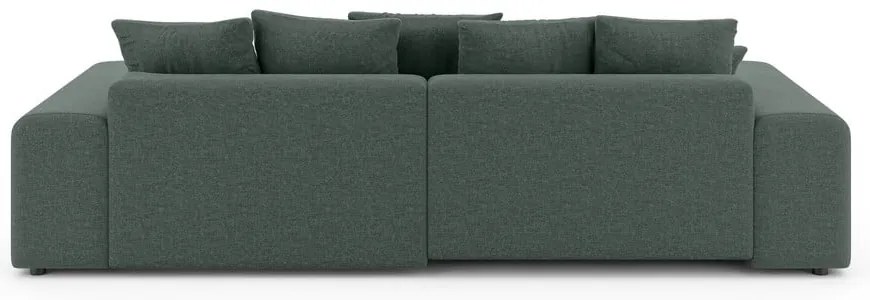 Sötétzöld kinyitható tárolóhelyes sarokkanapé (variálható sarok) Luma – Ropez