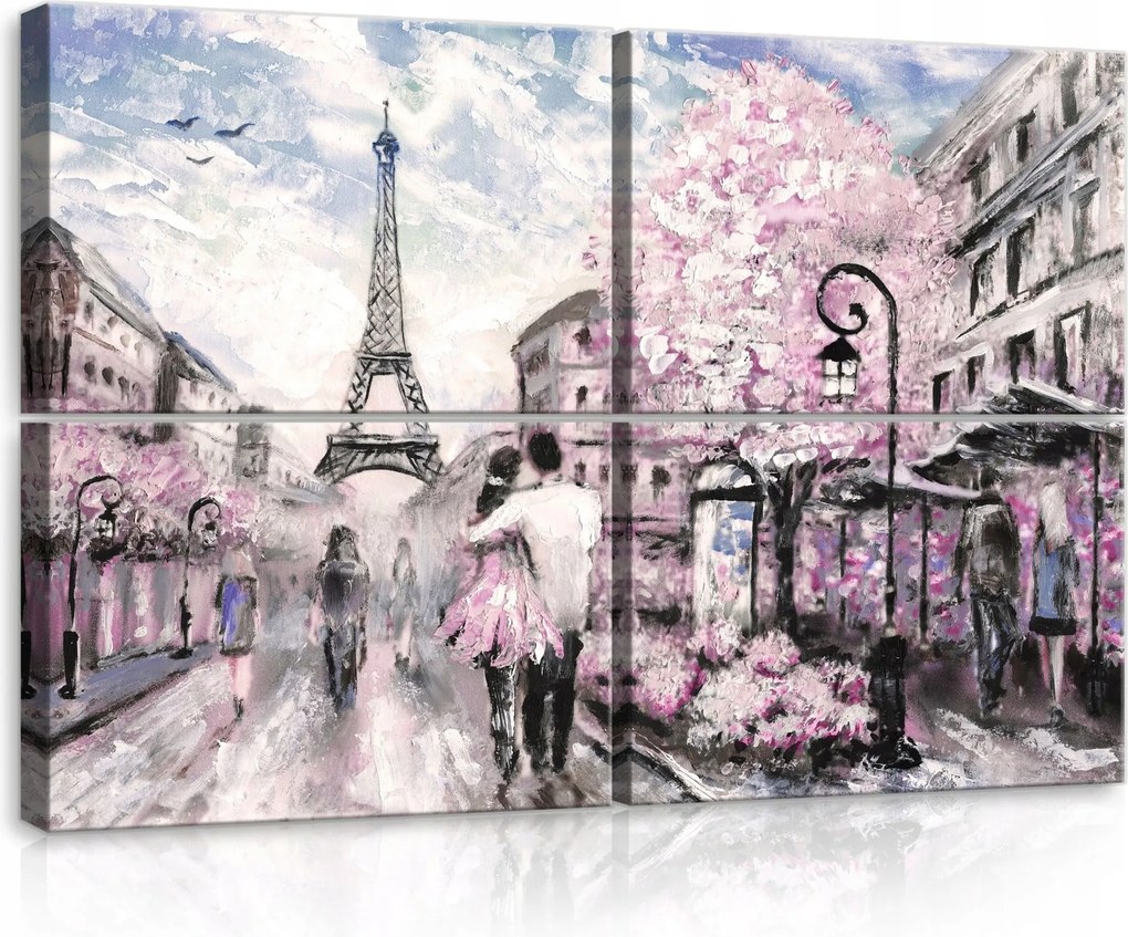Vászonkép 120x80 Párizs Eiffel-torony romantika tavasz város tájkép impasto