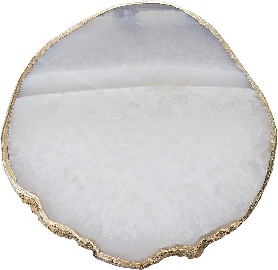 CRYSTAL poháralátét arany szegéllyel, fehér kvarc Ø10cm