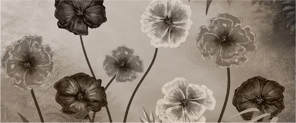 Kép - Rajzolt virágok (120x50 cm)