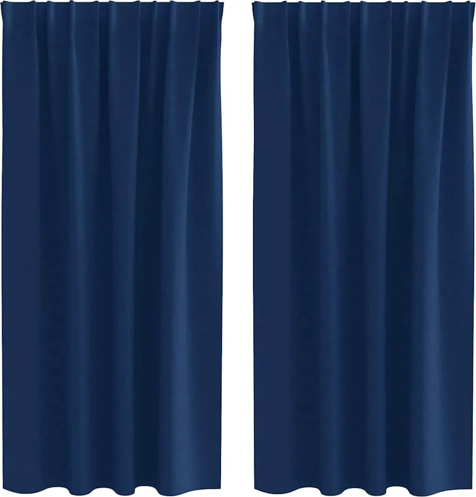vidaXL Fekete Függöny Gyűrűkkel 2 pcs Sötét kék 175 x 140 cm