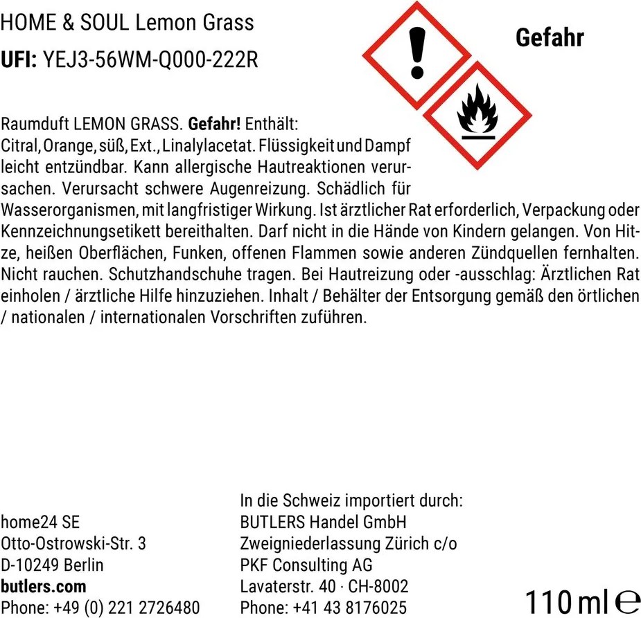 HOME & SOUL szobaillatosító No. 4, Lemongrass 110 ml