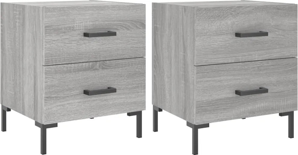 vidaXL 2 db szürke sonoma színű szerelt fa éjjeliszekrény 40x35x47,5cm