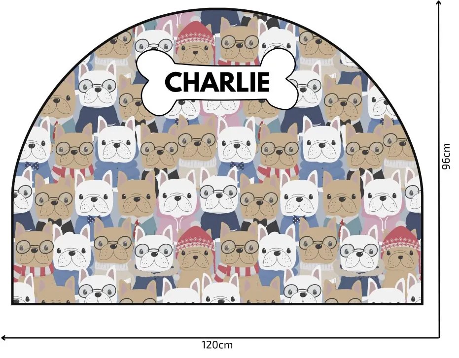 PIPPER. Védő textil falmatrica – Ív – Bulldogok Méret: 83x60cm, Indíték: névvel